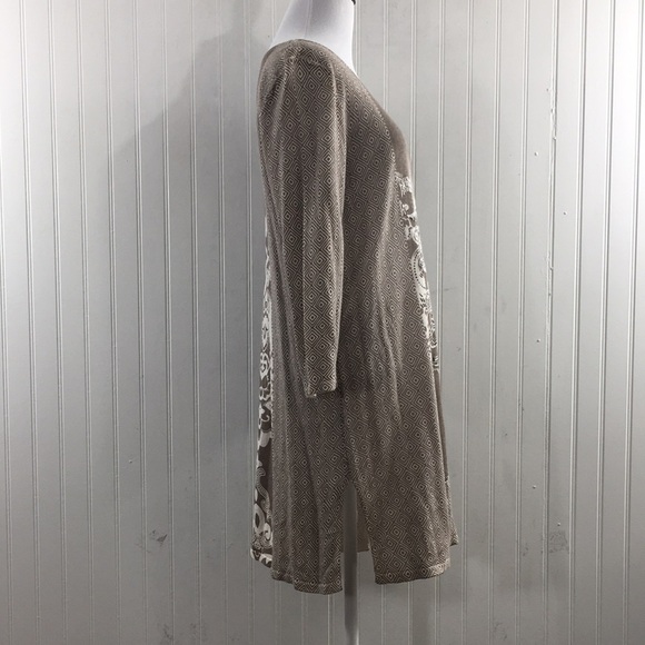 Chico's Gray White Mystic Scroll Athena Pullover Sweater Womens 1‎ Medium Beaded - Picture 3 of 12